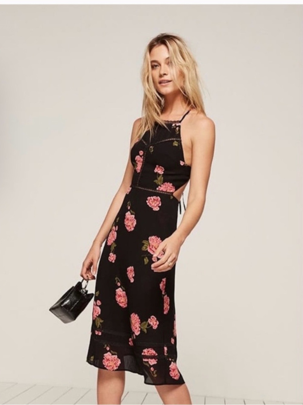 Reformation Floral Slip Maxi Dress | Open Back | Adjustable Fit